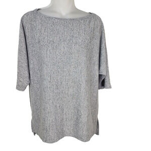 Banana Republic Women Top Small Luxespun Boat Neck Short Dolman Sleeve Gray Marl